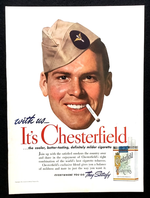 1941 Chesterfield Cigarettes Ad, WWII Soldier, June Life Magazine