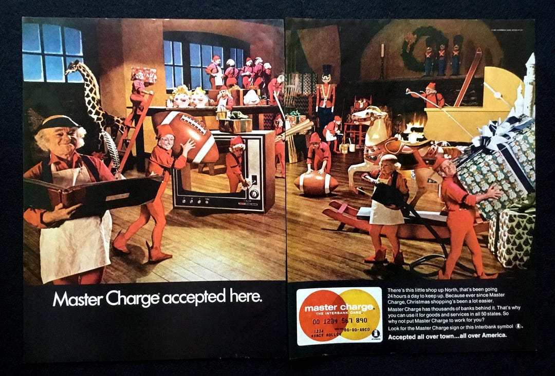 1971 Master Charge Vintage Magazine Ad, Advertising Art, Santa's ...