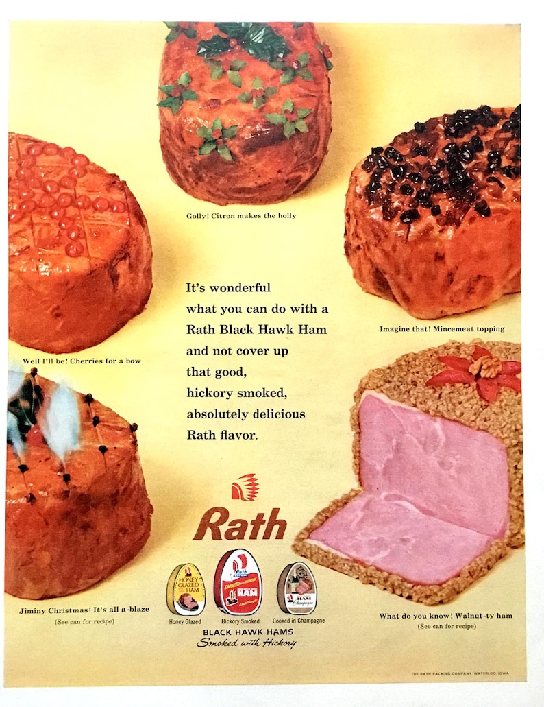 1963 Rath Black Hawk Ham Ad, Vintage Kitchen Decor - Etsy