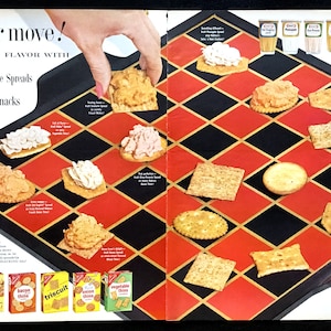 1962 Kraft Cheese Spreads and Nabisco Snacks Vintage Ad, Advertising Art, Magazine Ad, Cheese and Crackers, Print Ad, Great Frame.