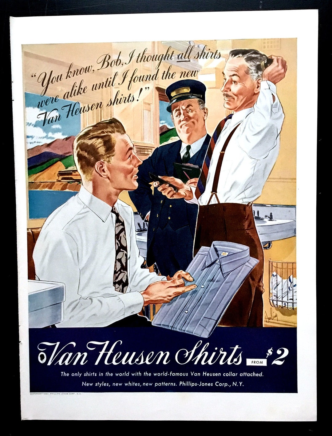 1942 Van Heusen Shirts Vintage Werbung, Werbekunst, Magazin