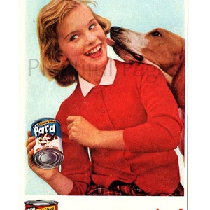 1950's Pard Dog Food Vintage Ads, Set of Two, Advertising Art, Magazine Ads, Beagle, Dog Food, Great to Frame. image 3