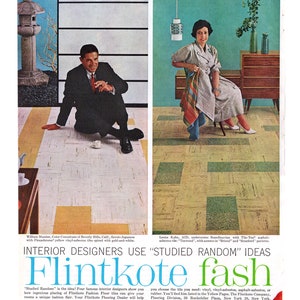 1960 Flintkote Floors Vintage Ad, Advertising Art, 1960's Decor, Magazine Ad, Vinyl Flooring, Advertisement, Great to Frame. image 2