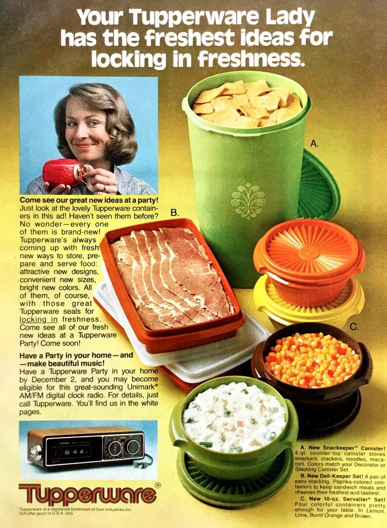 1978 Tupperware Vintage Ad, Advertising Art, Magazine Ad, Kitchen Decor ...
