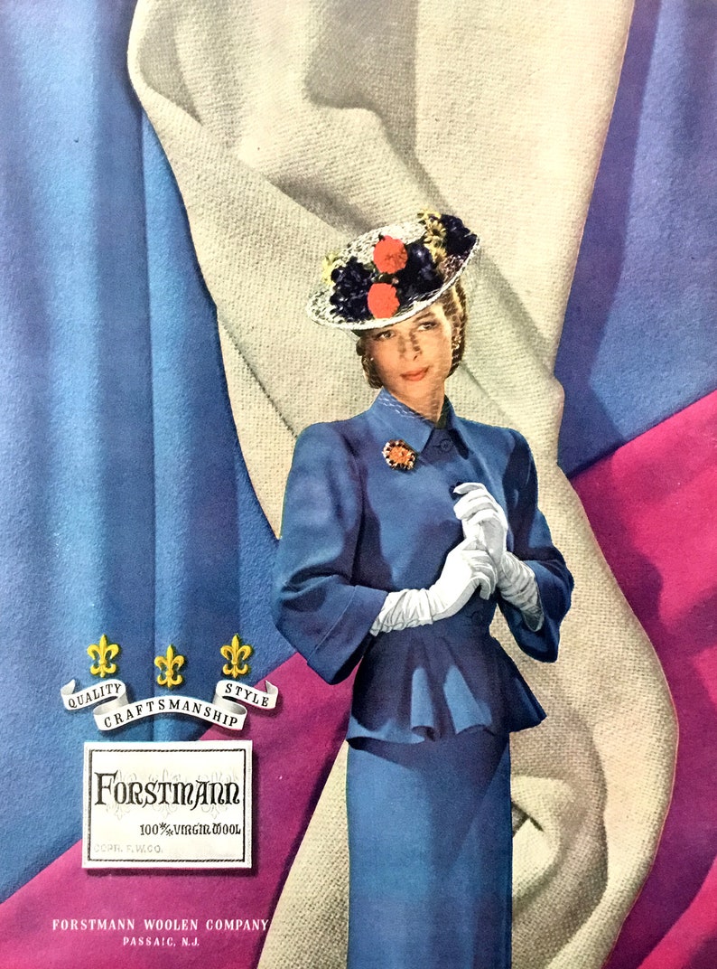 1945 Forstmann Wool Ad, Vintage Fashion Print, Magazine Advertising Art ...
