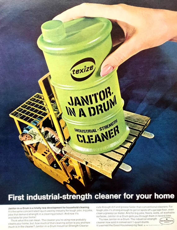 1969 Janitor-in-a-drum Cleaner Vintage Magazine Ad - Etsy Norway