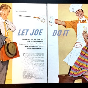 1950&#39;s Vintage Magazine Illustration, Story Art, 1950&#39;s Couple, Magazine Story, Great for Framing or Collage.