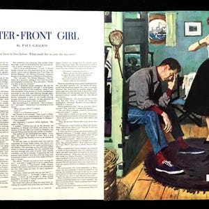 1950&#39;s Vintage Magazine Illustration, Story Art, 1950&#39;s Fashion, Magazine Art, Great for Framing or Collage.