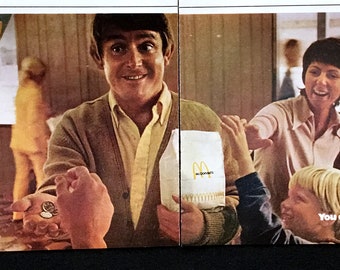 1972 McDonald's Magazine Ad, Fast Food Advertising Art