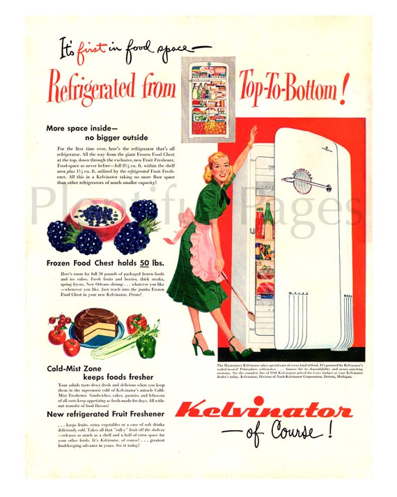 1948 Kelvinator Refrigerator Vintage Ad Advertising Art Etsy