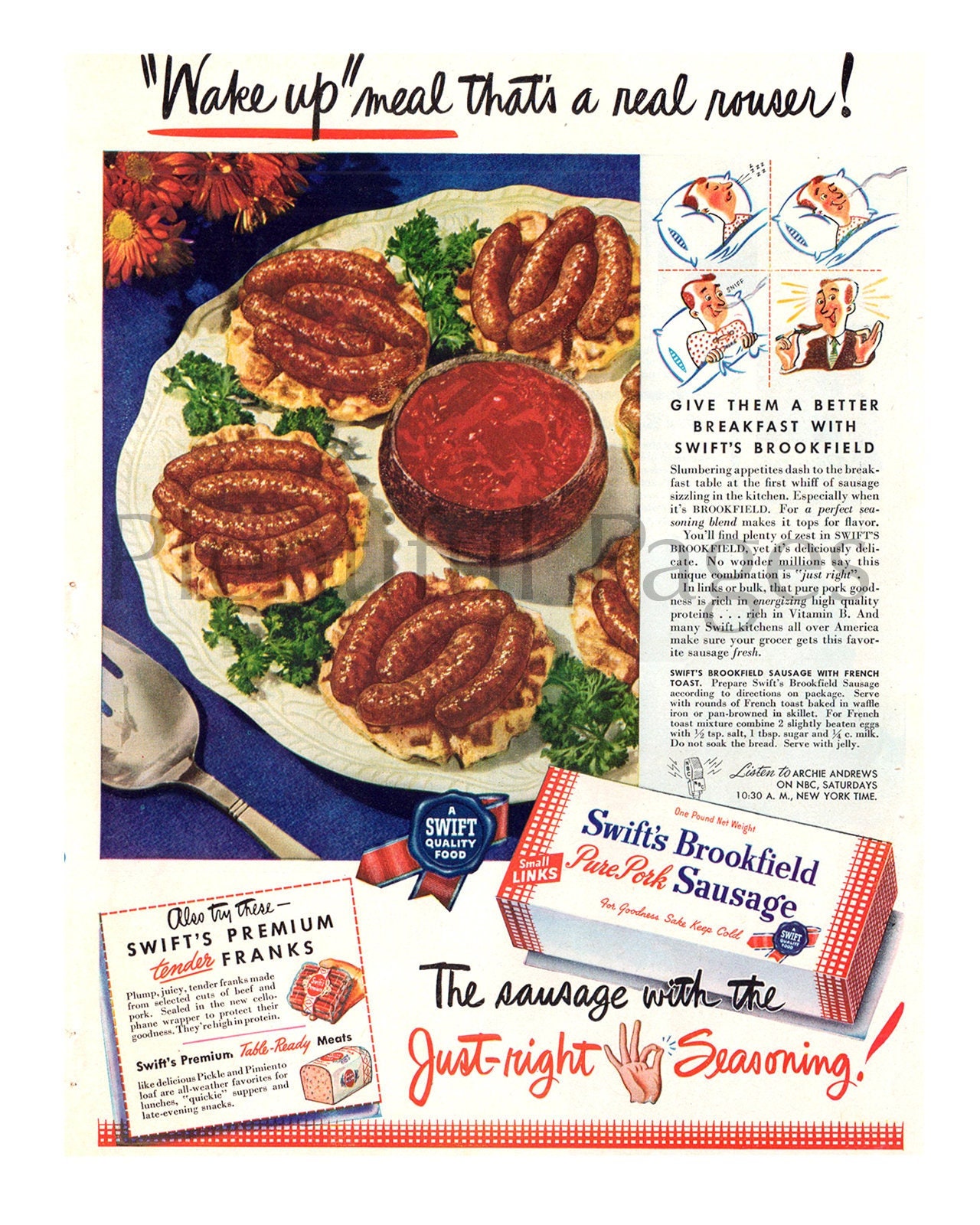 1948 Swift's Brookfield Sausage Ad, Vintage Advertising Art - Etsy