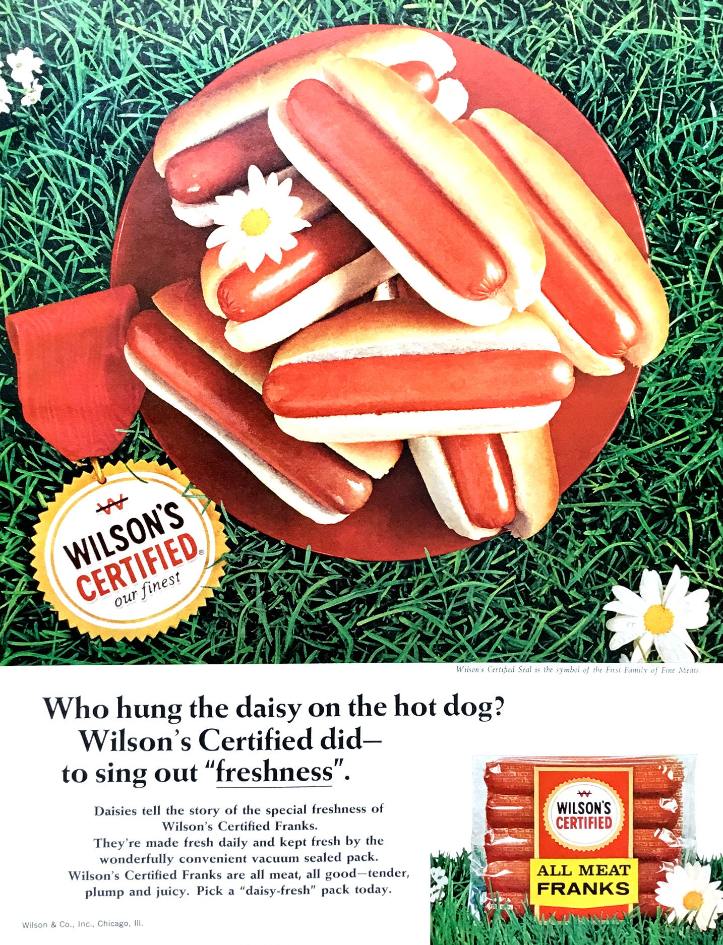 1966 Wilson's Hot Dogs Ad, Retro Food Advertising Art - Etsy