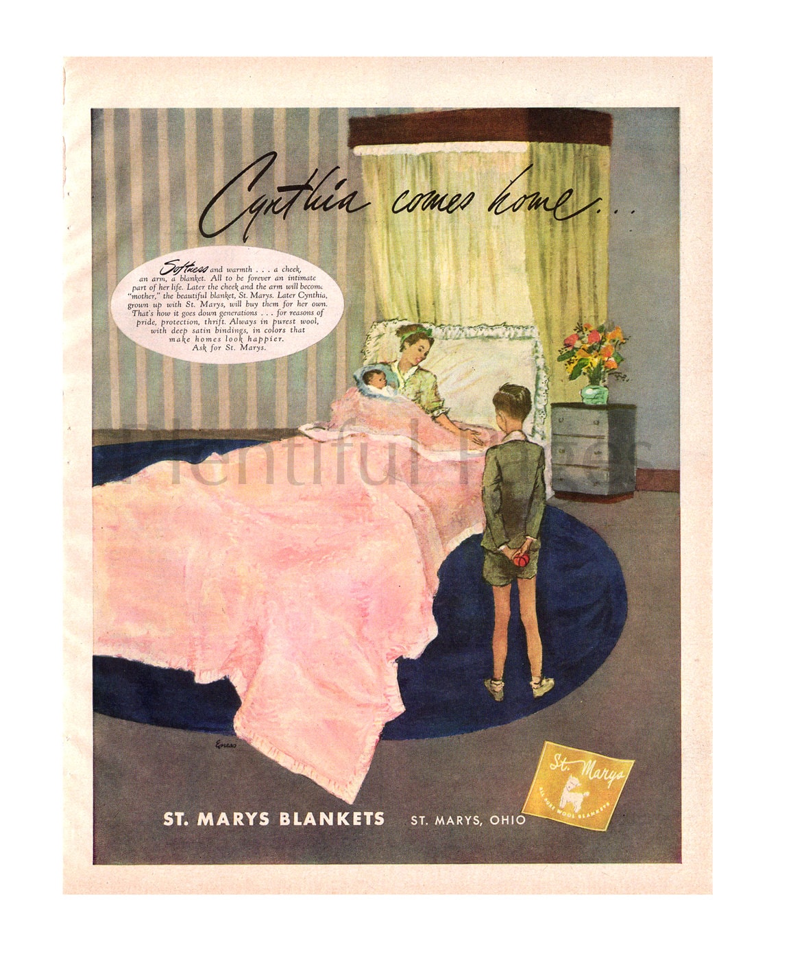 Vintage St Marys Vintage Wool Blanket - Etsy