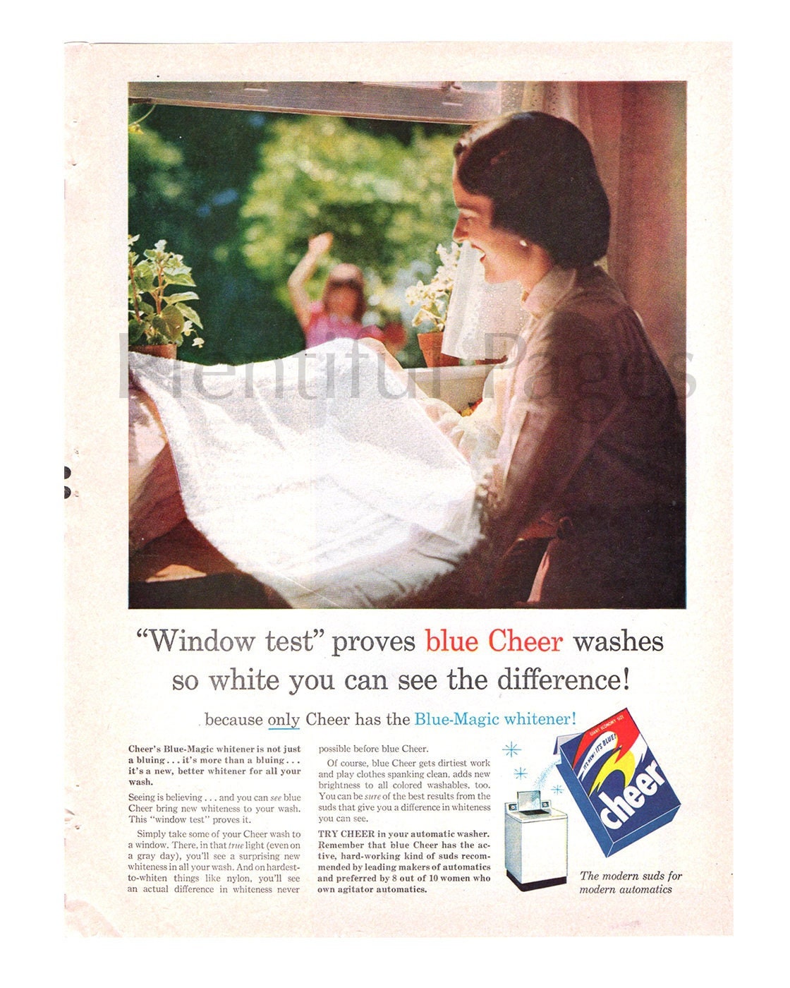 1956 Cheer Detergent Ad, Retro Laundry Room Decor, Good