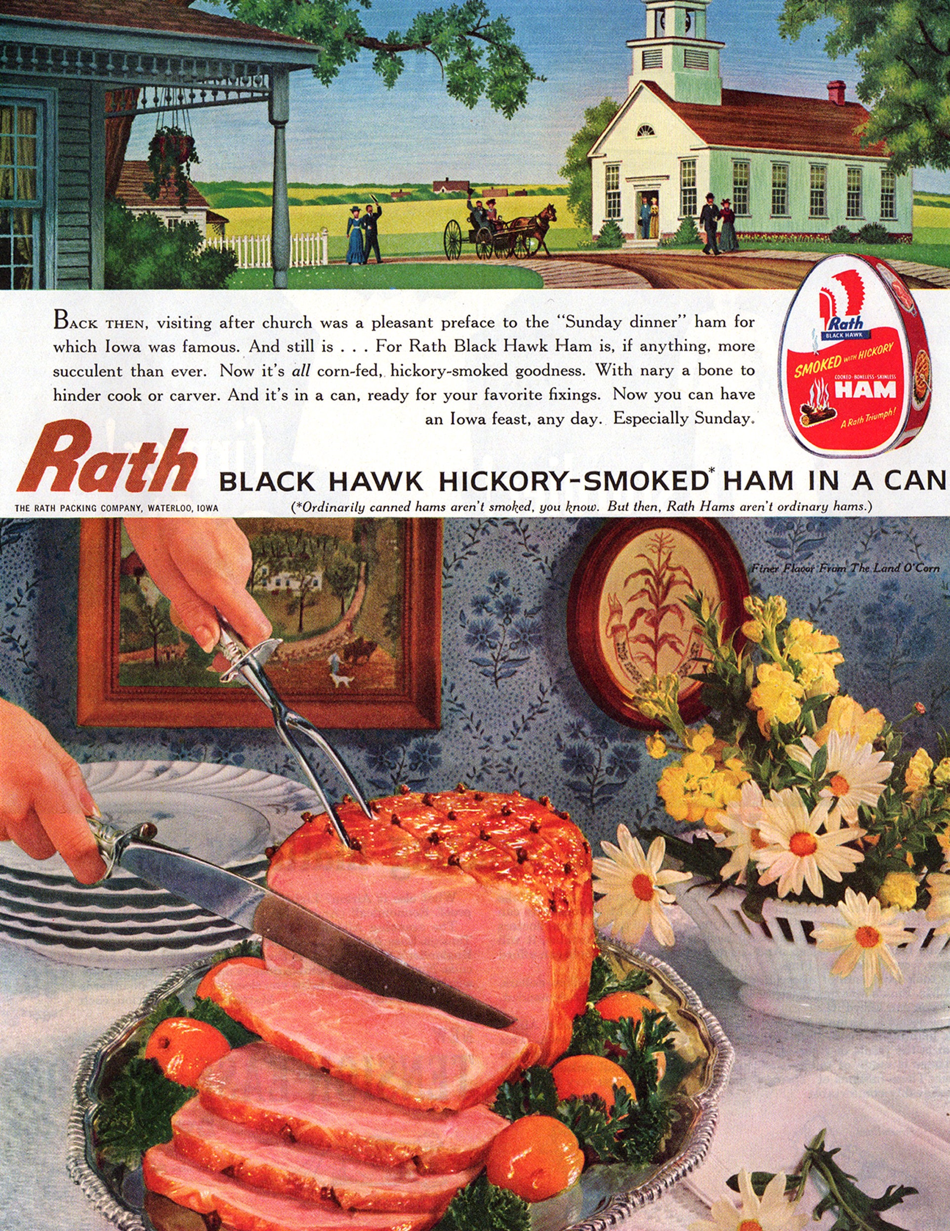 Ameri VINTAGE - ◯ham◯litmus ビスチェ 1961 Rath Ham Ad, Vintage Magazine Print, Hickory Smoked Ham - Etsy