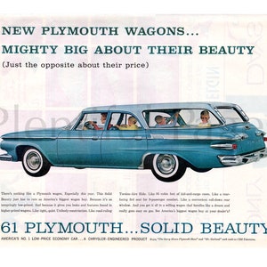 1961 Plymouth Wagons Vintage Ad, Station Wagon, Advertising Art, Magazine Ad, Advertisement, Great to Frame.