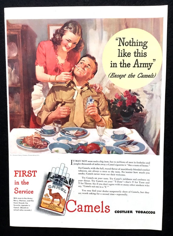 camel cigarettes advertising history 1945 Camels Cigarette Ad, WWII Era Magazine Print