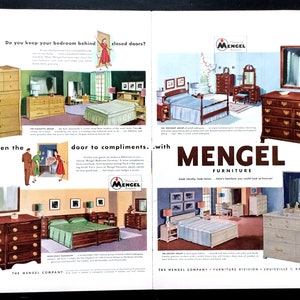 1951 Mengel Furniture Vintage Ad, Advertising Art, Magazine Ad, 1950&#39;s Decor, Advertisement, Great to Frame.