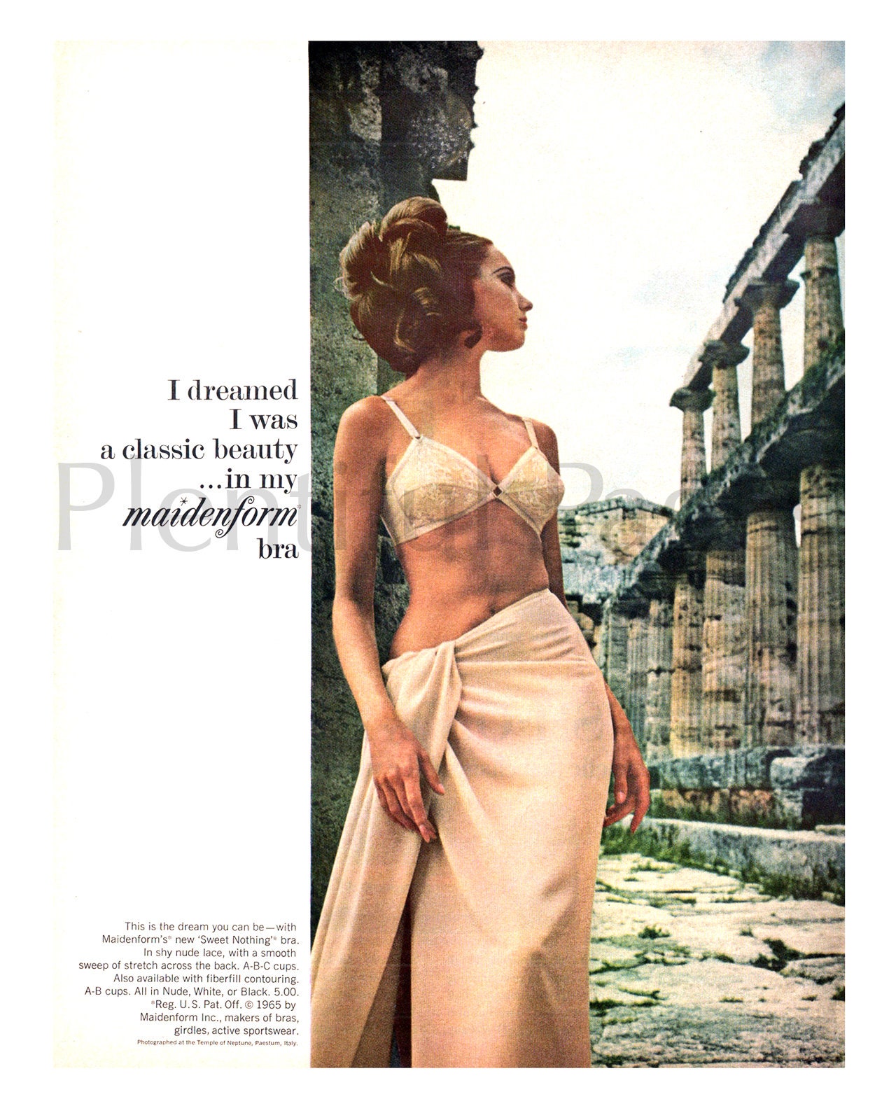 1965 Maidenform Bra Vintage Ad, Advertising Art, 1960's Fashion, Magazine Ad,  Temple of Neptune, Advertisement, Great to Frame. -  Singapore