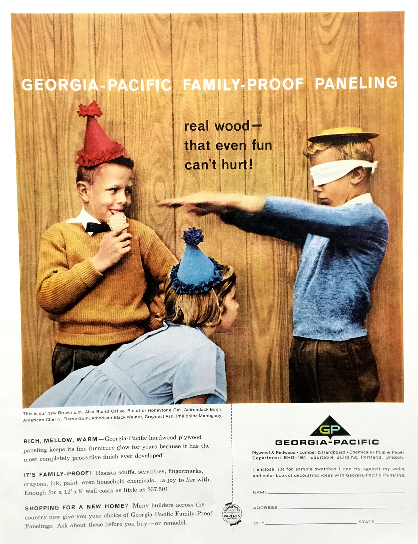 1960 Georgia-pacific Paneling Vintage Ad, Advertising Art