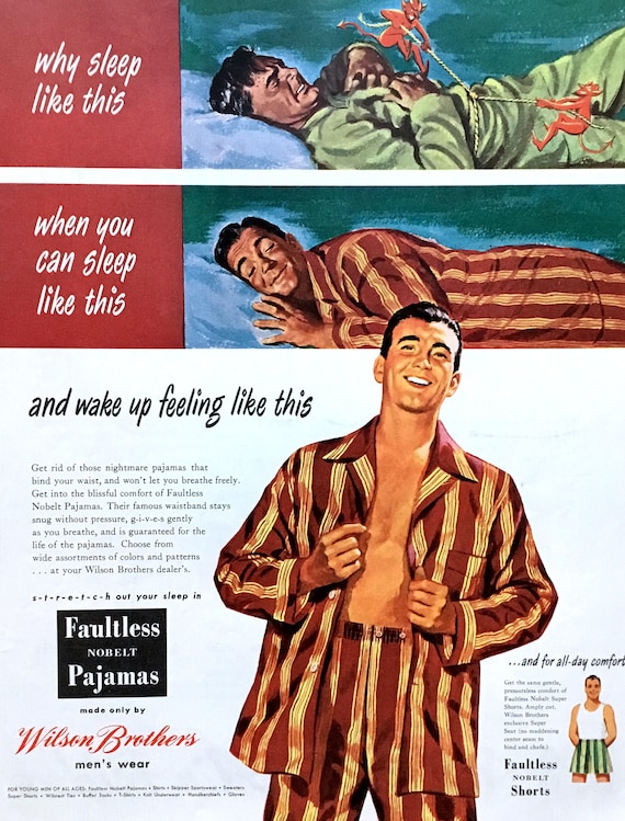 1948 Wilson Brothers Men's Pajamas Vintage Print Ad - Etsy