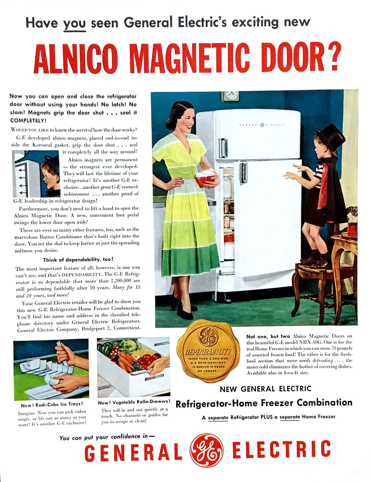 50's ヴィンテージ サイン GENERAL ELECTRIC マグネット2個 1950s General Electric Refrigerator Ad, Alnico Magnetic Door - Etsy