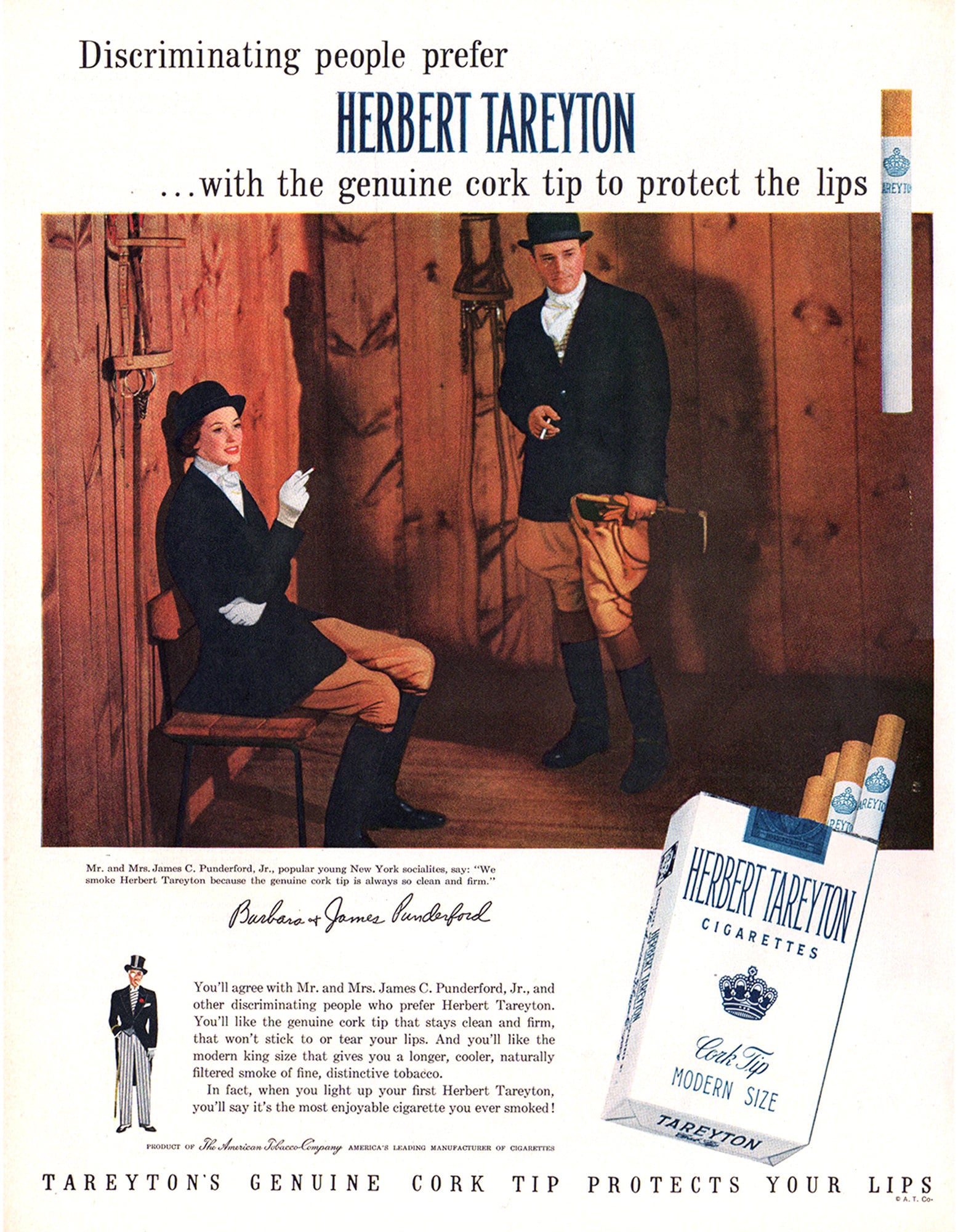 tareyton cigarette ads 1954 Herbert Tareyton Cigarette Ad, Vintage Magazine Print