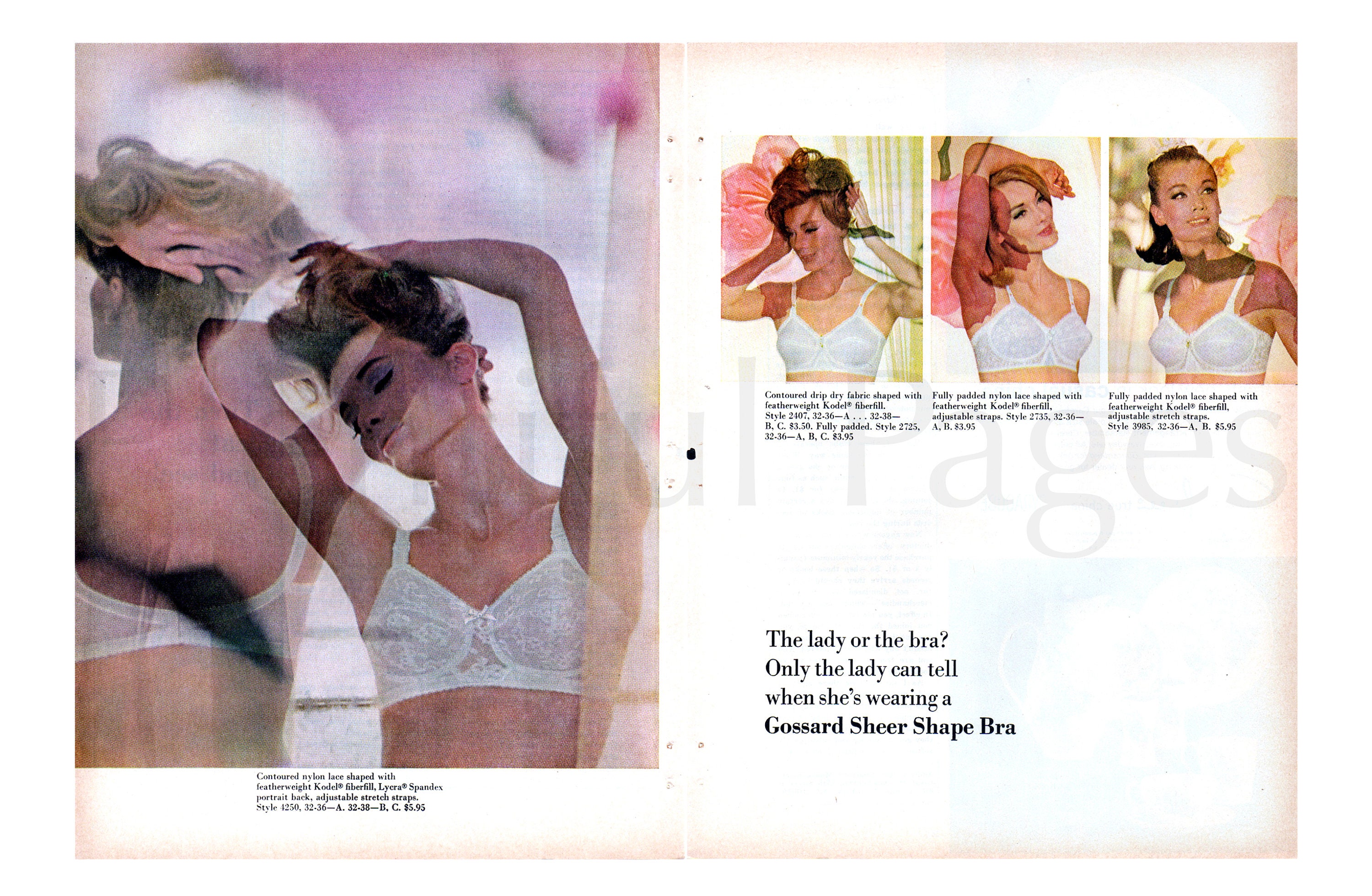 1960's Gossard Sheer Shape Bra Vintage Ad, Advertising Art, Magazine Ad,  1960's Lingerie, Great to Frame. 