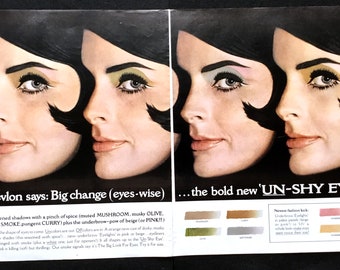 1966 Revlon Eyeshadow Ad, 1960s Fashion, Retro Magazine Art