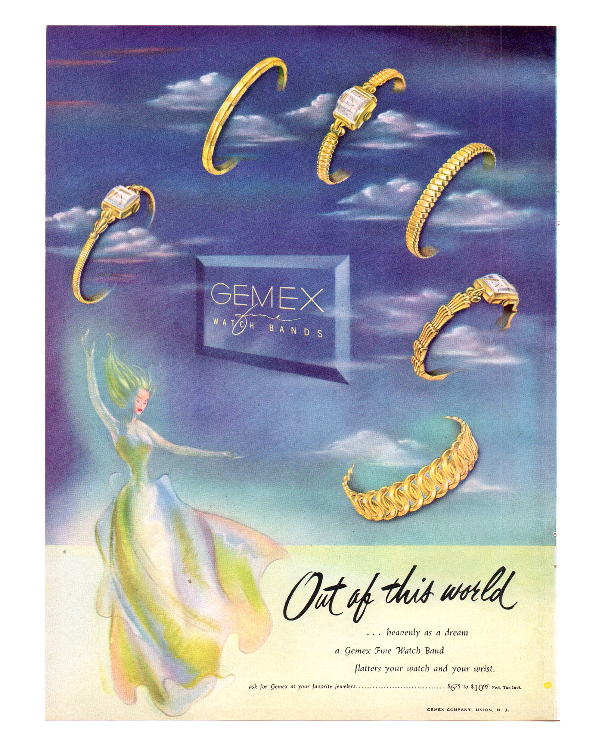 1950 Gemex Watch Bands Vintage Ad, Advertising Art, Magazine Ad, Ladies  Watches, Advertisement, Great to Frame. -  Israel