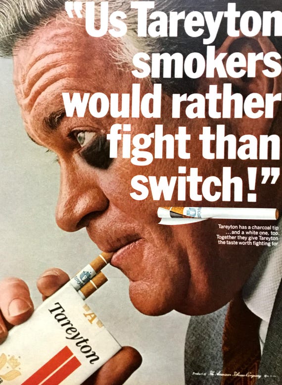 cigarettes from the 60s 1960s Tareyton Cigarettes Vintage Magazine Ad