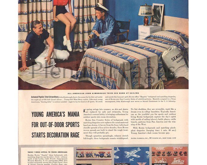 1942 Bates Bedspreads With Matching Draperies Vintage Ad, 1930's