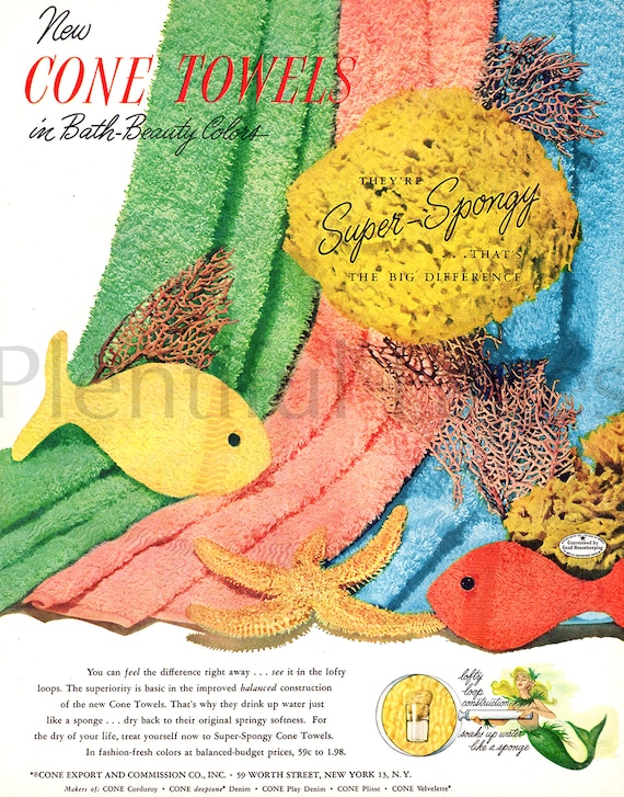 Fieldcrest Towels 1950s Original Magazine Print Ad, Advertisemen