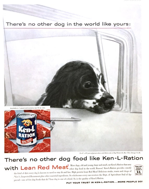 1960 Ken-l-ration Vintage Ad, 1960's Dog Food, Advertising Art