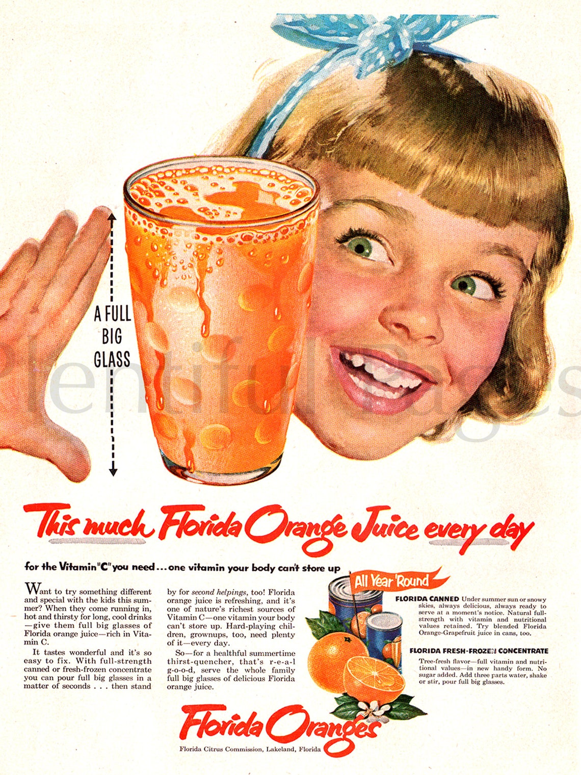 1950 Florida Orange Juice Vintage Ad Advertising Art Etsy España