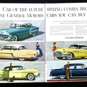 1954 General Motors Vintage Ad, Werbekunst, Magazin Ad, Cadillac, Print Ad, Buick, Werbung, groß zum Einrahmen.