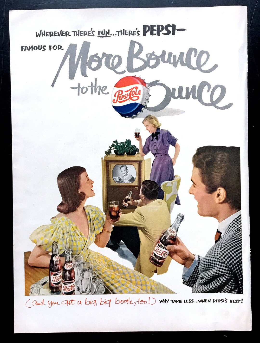 1951 Pepsi-cola Ad, Vintage Magazine Print, 1950s Fashion - Etsy