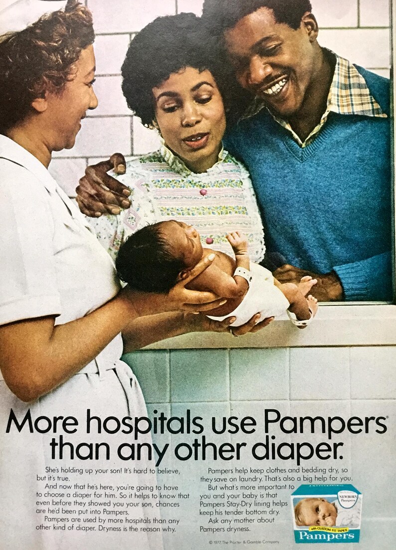 1977 Pampers Diapers Vintage Magazine Ad, Advertising Art, Newborn. - Etsy