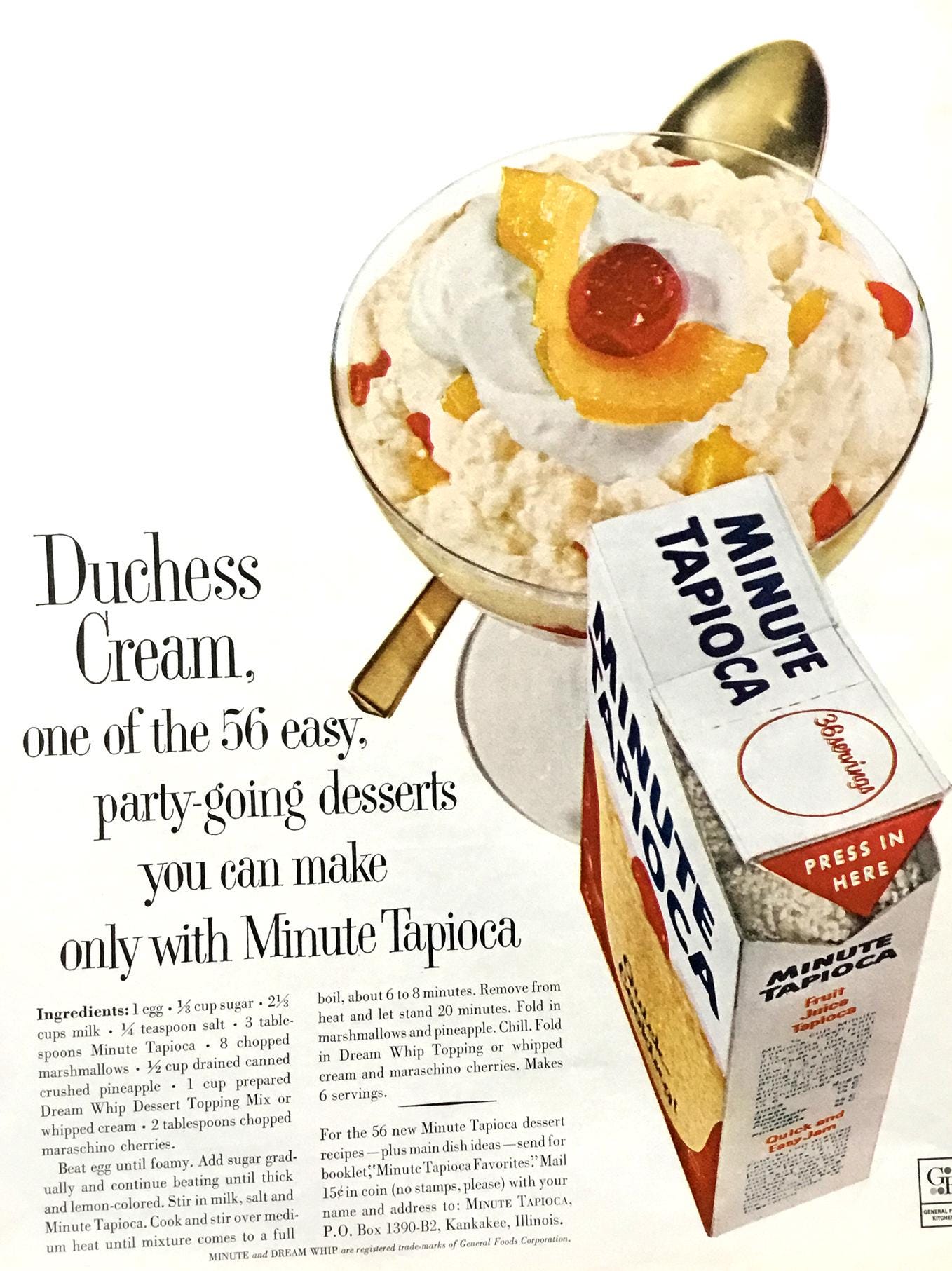 1963 Minute Tapioca Ad, Vintage Kitchen Decor, Magazine Print - Etsy