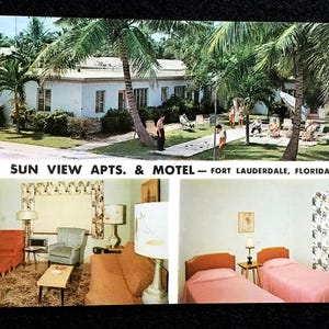 Cartolina d'epoca degli anni '60 Sun View Apts. & Motel, Ft. Lauderdale, Florida, cartolina da collezione, souvenir d'epoca, ottima da incorniciare.