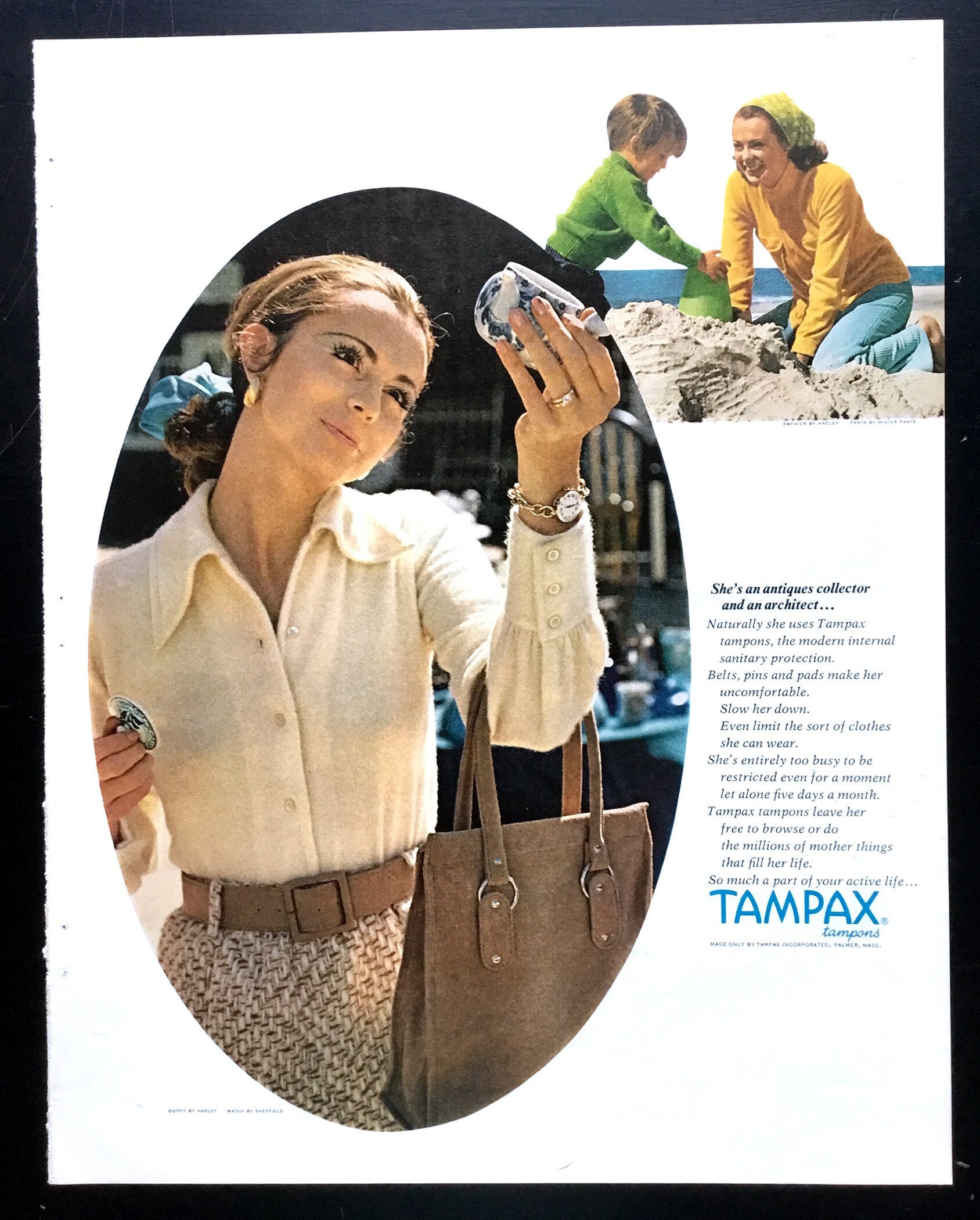 1978 Tampax tampons woman swimming under the sun vintage ad