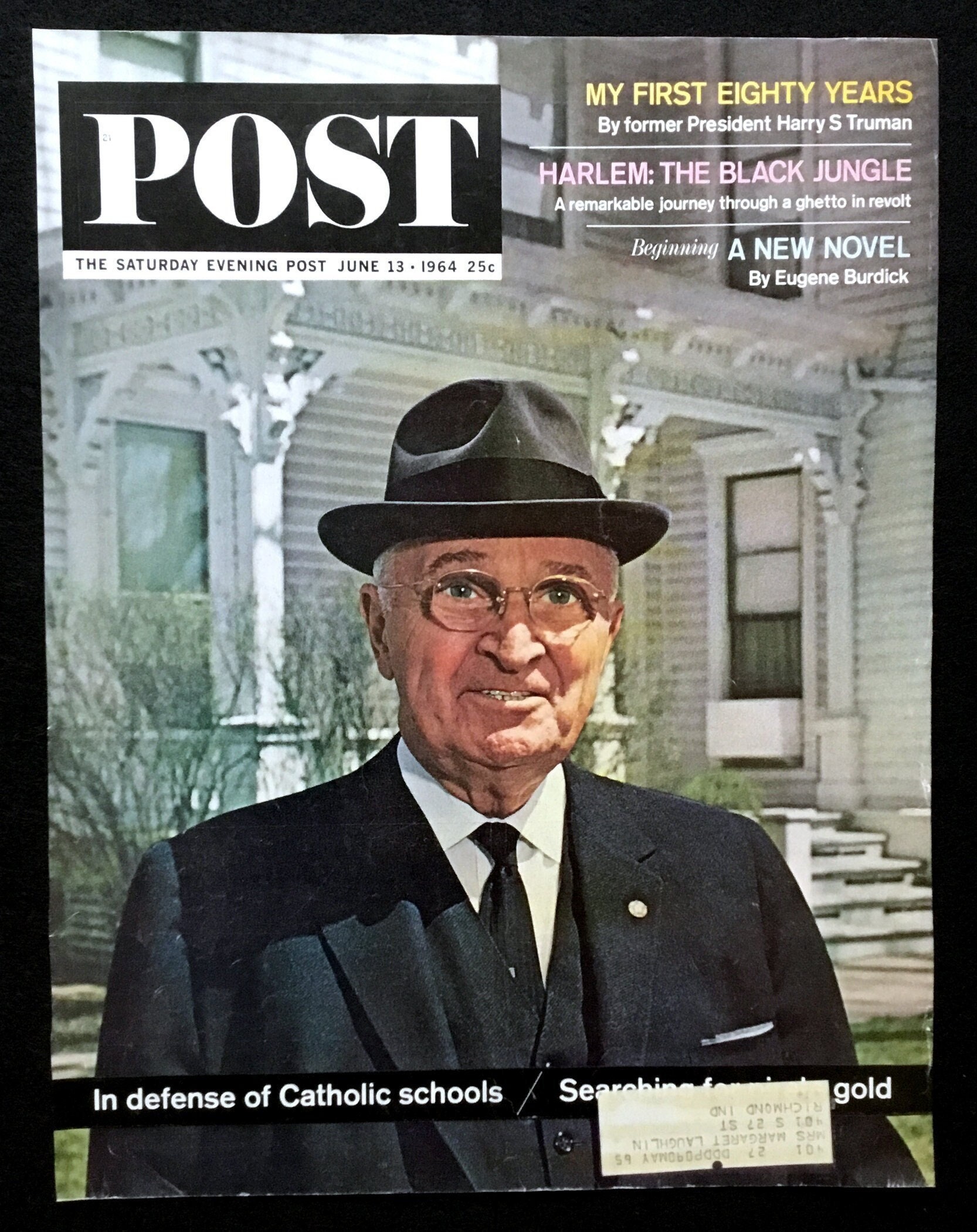 1964 Saturday Evening Post Cover, Harry Truman, Vintage