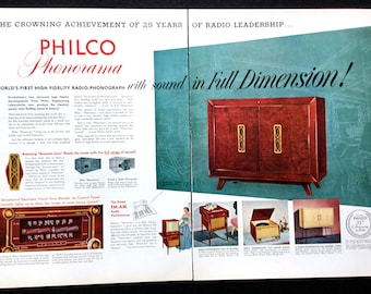 1953 Philco Phonorama Radio Ad, Vintage Magazine Print