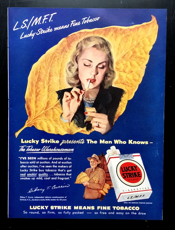 1948 Lucky Strike Cigarette Ad, Vintage Magazine Print