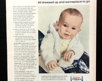 1960s Gerber Baby Food Ad, Vintage Magazine Print, Advertising Art.