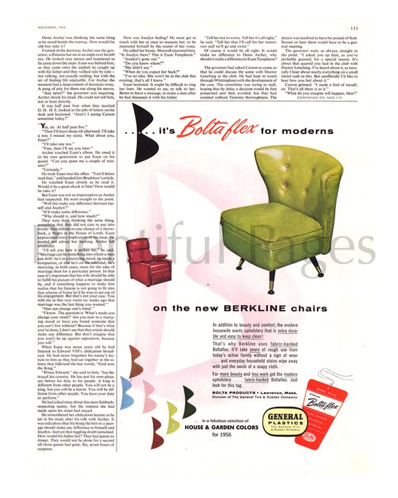 1955 Boltaflex Berkline Chairs Vintage Ad Advertising Art Etsy