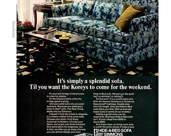 1968 Simmons Hide-A-Bed Sofa Vintage Magazine Ad
