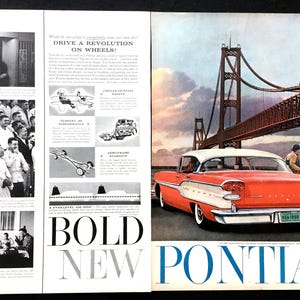 1957 Pony Vintage Werbung, Werbekunst, Zeitschriftenanzeige, Mackinac Bridge, Werbung, Printanzeige, großartig zum Rahmen.