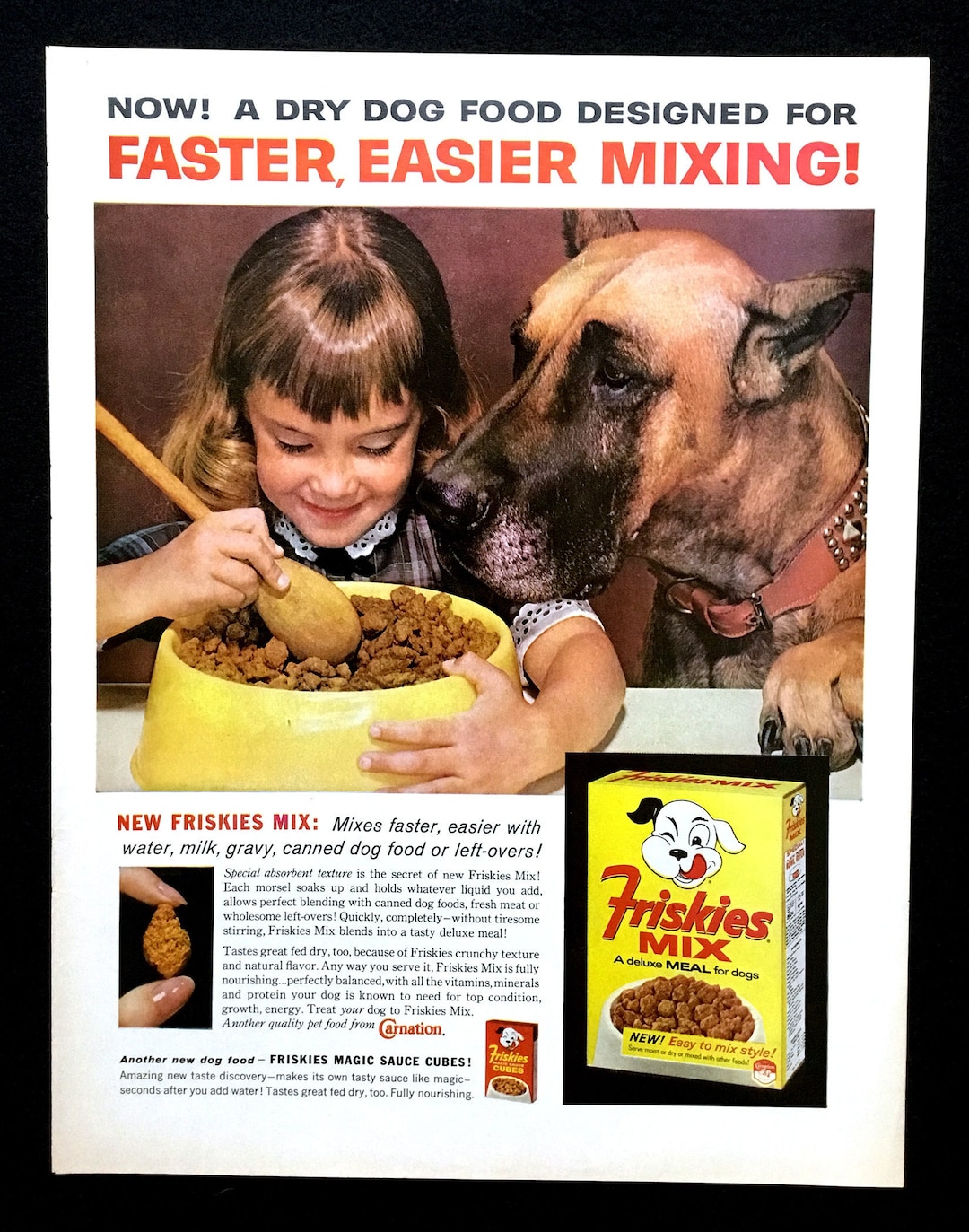 1961 Friskies Dog Food Ad, Dane, Vintage Life Magazine Print - Etsy