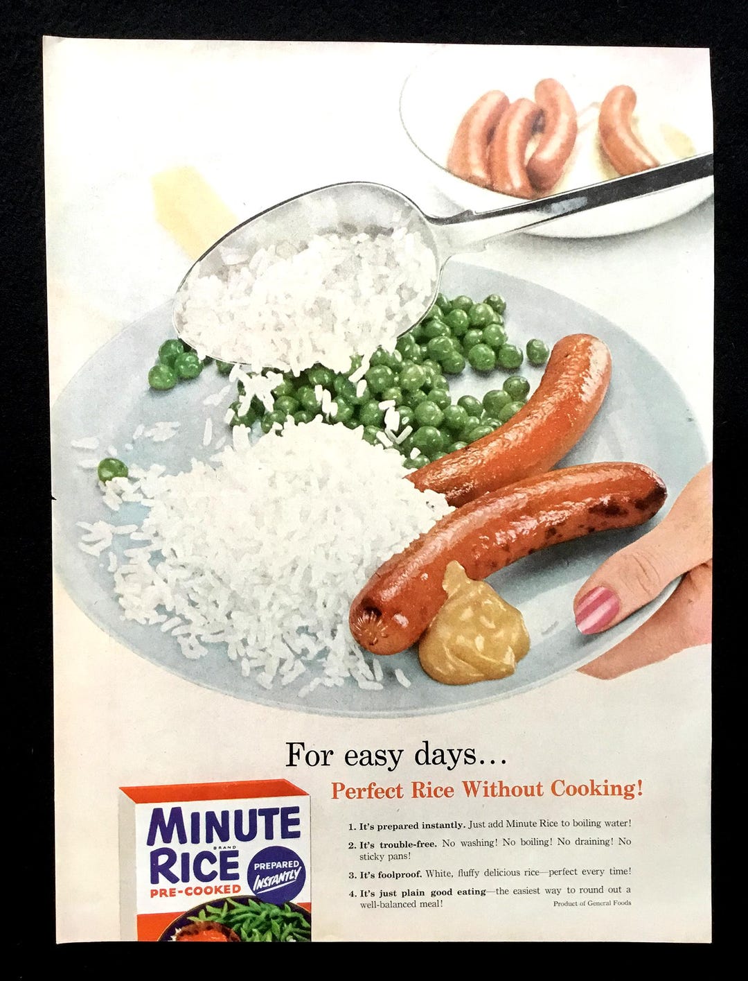 Sentimental Ads Rice 1950s Minute Rice Ad, Vintage Kitchen Print - Etsy
